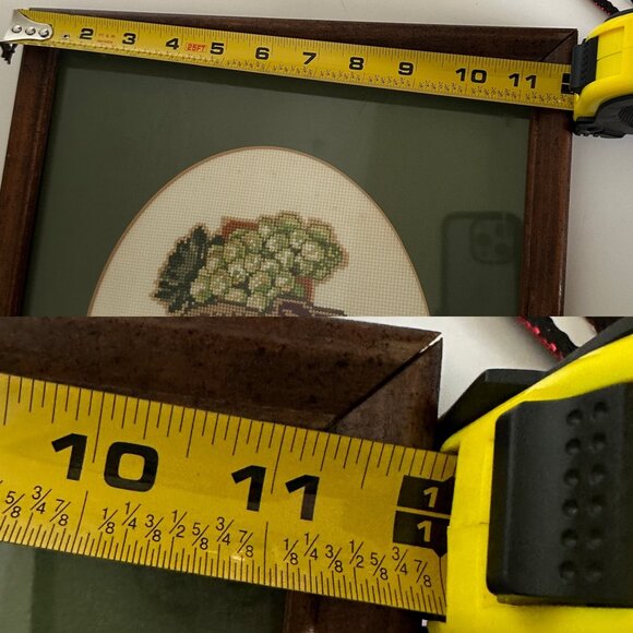 Vintage Framed Grape Vineyard Cross-Stitch Art - Picture 6 of 7